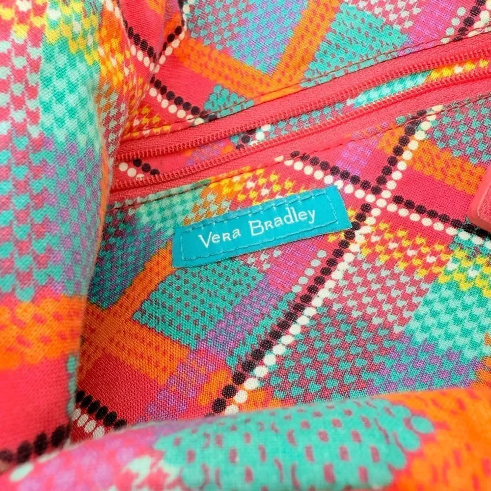 Vera Bradley Hadley Pink Rumba Print Colorful Floral Soft Quilted Shoulder Bag